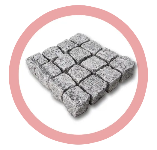 grey curb stones arranged closely in a square shape showing a paving product from the best interlock company in malappuram